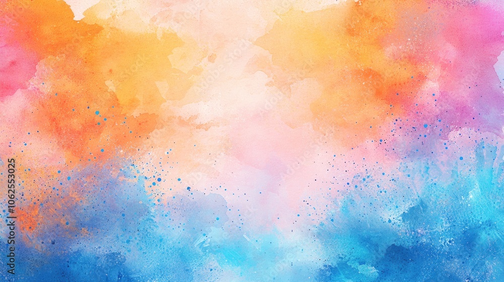 Abstract Watercolor Background with Splashes of Blue and Orange Abstract Watercolor Background with Splashes of Blue and Orange