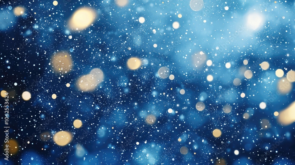 Abstract Blue Background with White and Gold Bokeh Lights Abstract Blue Background with White and Gold Bokeh Lights