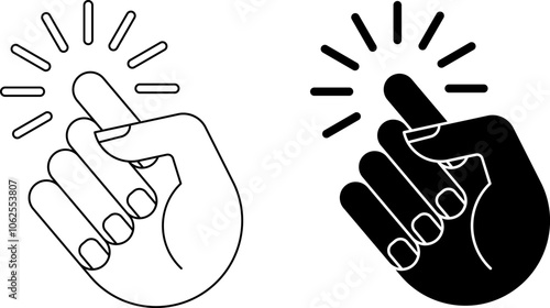 outline silhouette Hand knocking door icon set