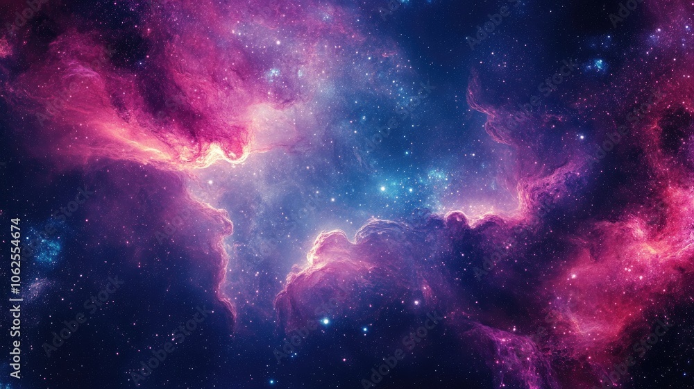 Fototapeta premium A Cosmic Landscape of Nebulae and Stars in Deep Space