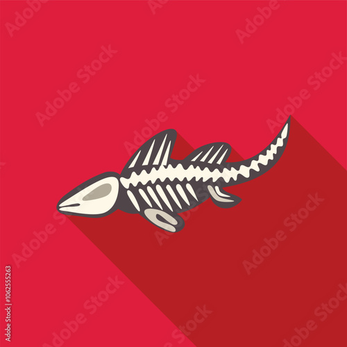 Skeleton of prehistoric fish showing its bone structure, representing extinct aquatic animal fossil