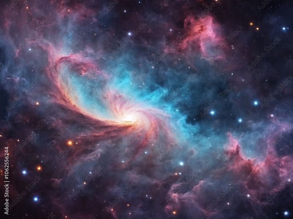 Bright Nebula Surrounded by Colorful Cosmic Clouds in Deep Space Bright Nebula Surrounded by Colorful Cosmic Clouds in Deep Space