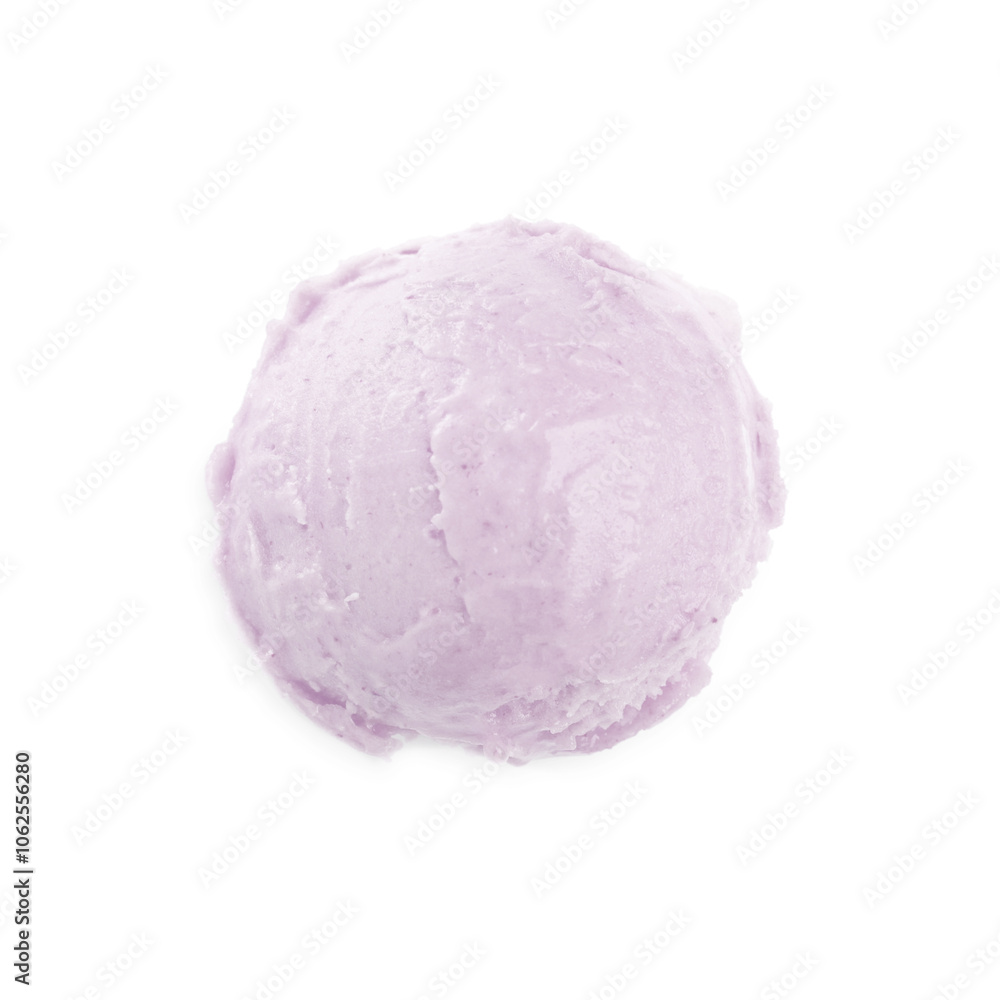 Scoop of yummy ice cream isolated on white, top view Scoop of yummy ice cream isolated on white, top view