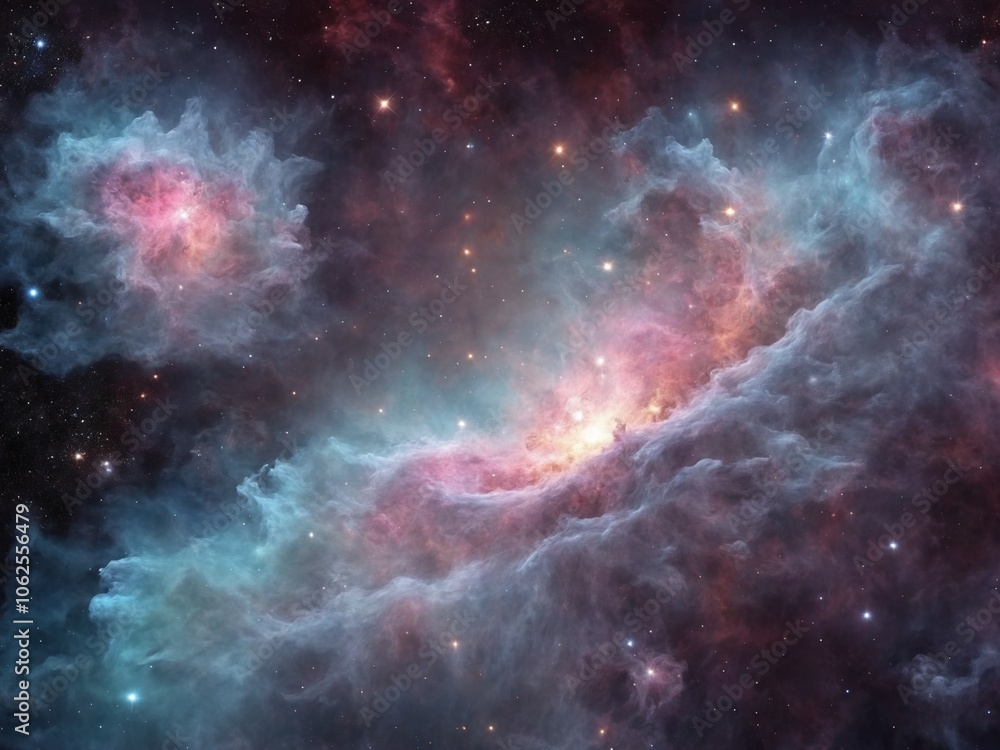Bright Nebula Surrounded by Colorful Cosmic Clouds in Deep Space Bright Nebula Surrounded by Colorful Cosmic Clouds in Deep Space