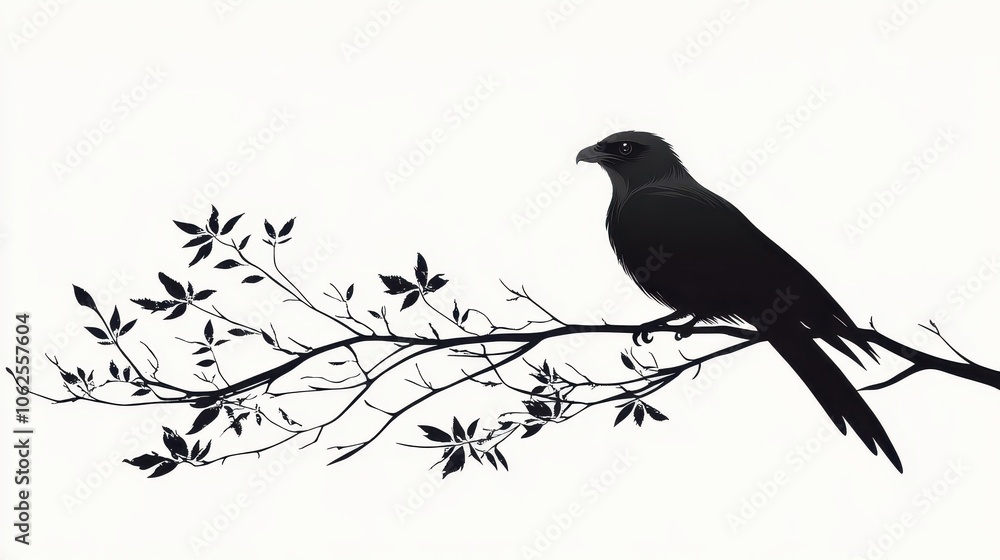 Black Silhouette of a Majestic Bird of Prey on White Background Black Silhouette of a Majestic Bird of Prey on White Background