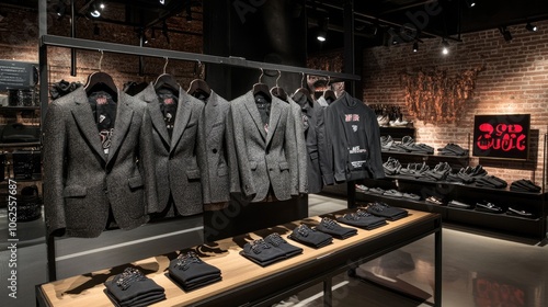 Chic Men's Fashion Display in Modern Boutique