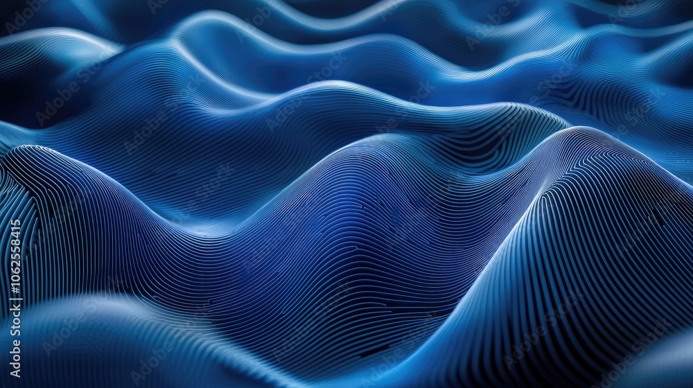 Abstract Blue Wavy Lines Forming 3D Landscape Abstract Blue Wavy Lines Forming 3D Landscape