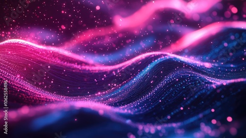 Abstract Digital Landscape with Pink and Blue Lights