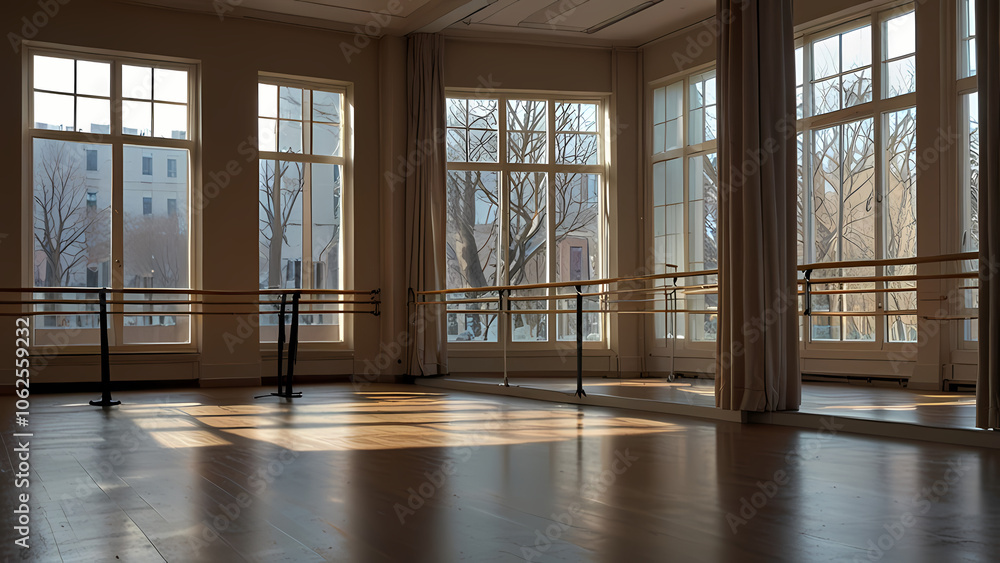 Obraz premium realistic image of a ballet practice room environment