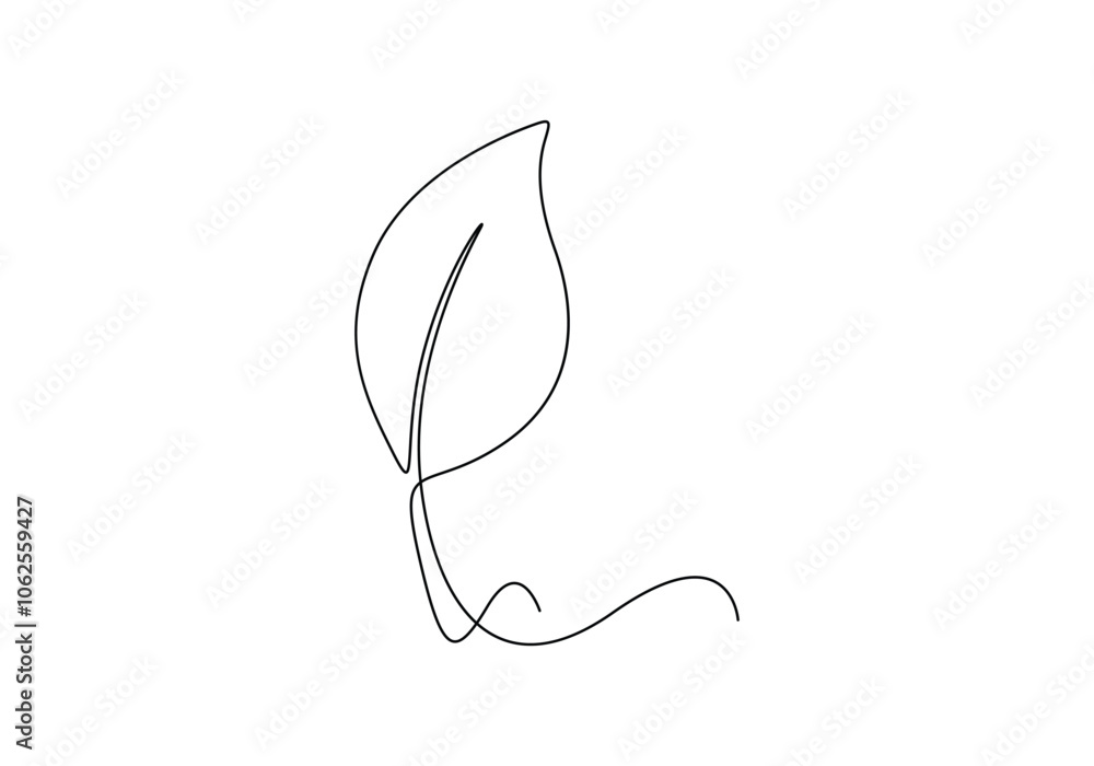 Continuous one line drawing of leaf. Leaf icon. Vector illustration Continuous one line drawing of leaf. Leaf icon. Vector illustration