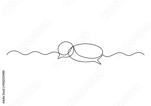 Continuous one line of chat bubble icons. One line drawing of conversation dialogue bubbles. Chat icons for comics, story books and others. Vector illustration