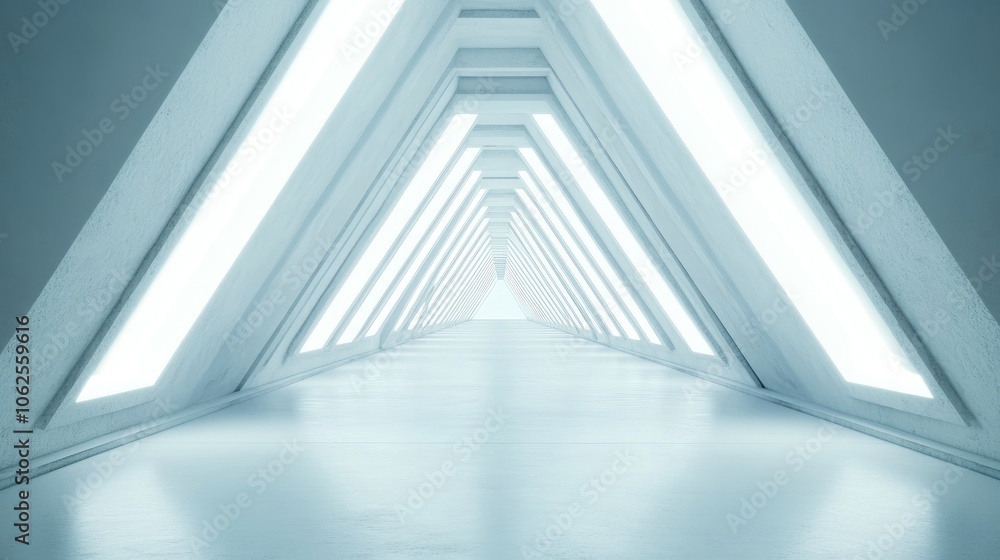 Futuristic White Tunnel with Bright Lights Futuristic White Tunnel with Bright Lights