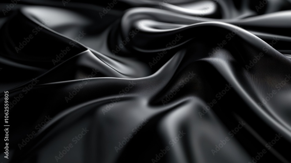 Abstract Black Draped Fabric with Textured Surface Abstract Black Draped Fabric with Textured Surface