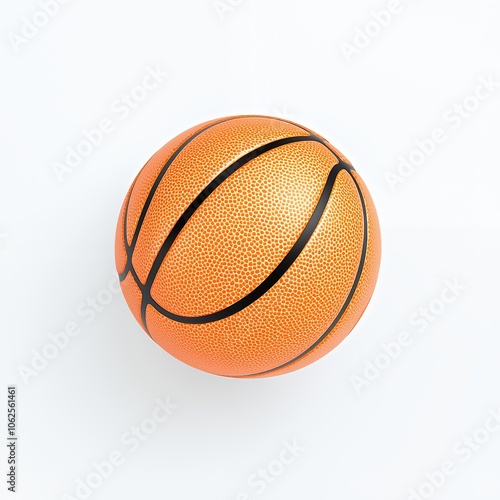 Orange basketball with black lines on a white background.