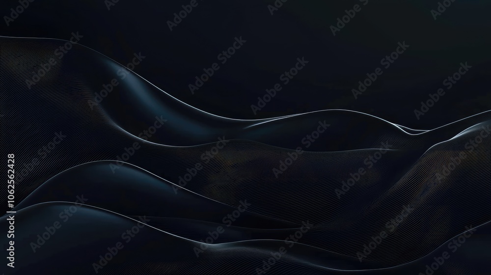 Obraz premium Abstract Dark Blue and Black Wavy Lines Pattern