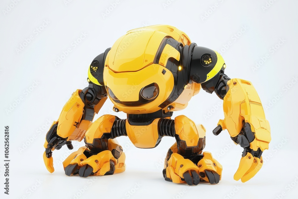 Yellow Robot Character on White Background Yellow Robot Character on White Background