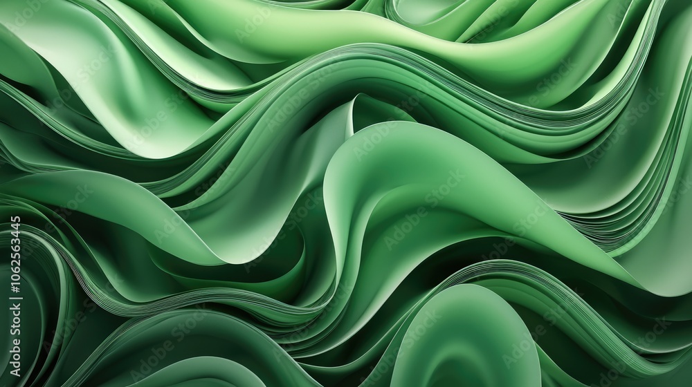 Abstract Green Paper Waves Abstract Green Paper Waves