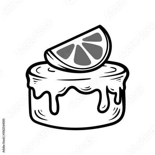 orange cake isolated drawing coloring line art style sketch classic vintage design illustration