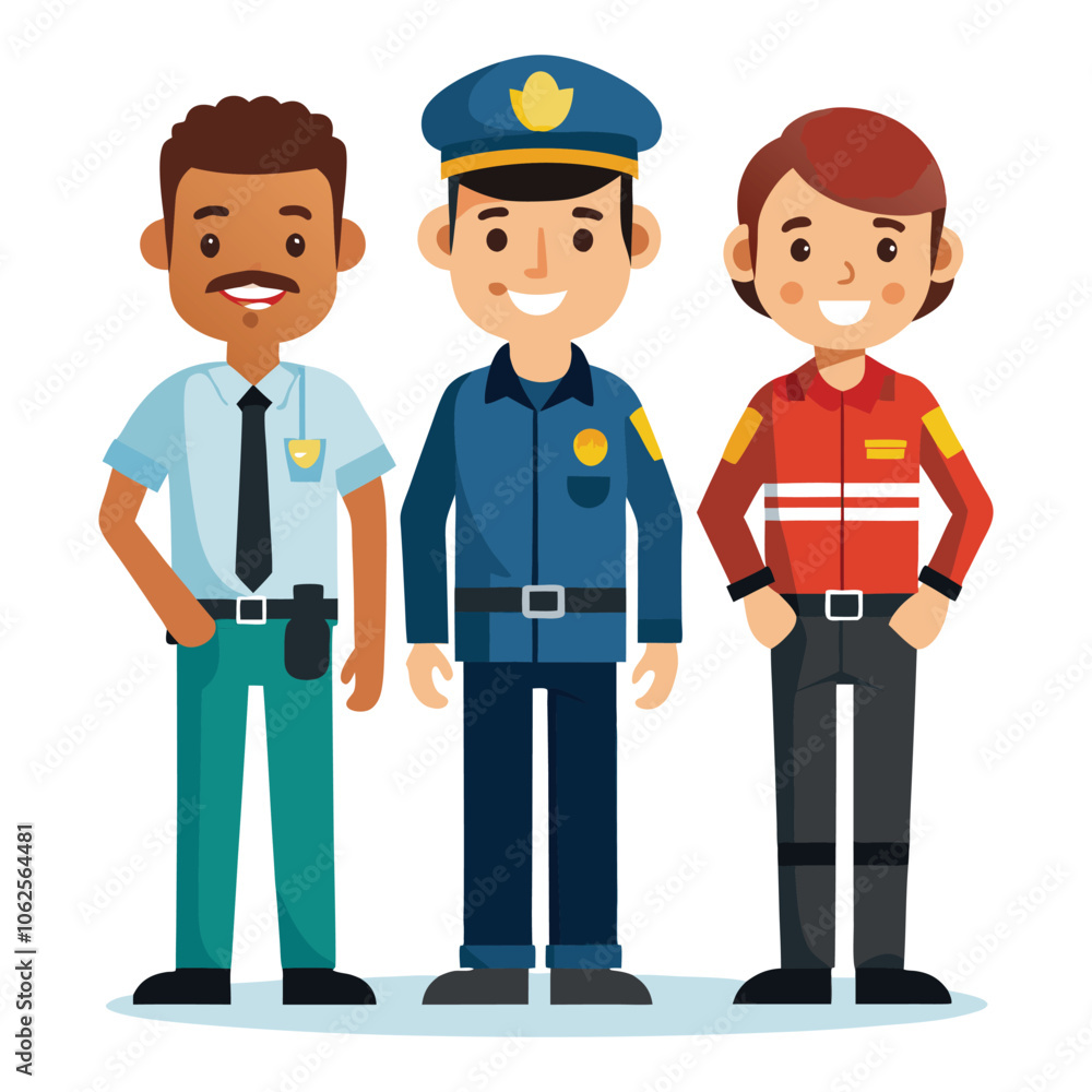 vector a police officer a doctor and a firefighter stan vector a police officer a doctor and a firefighter stan
