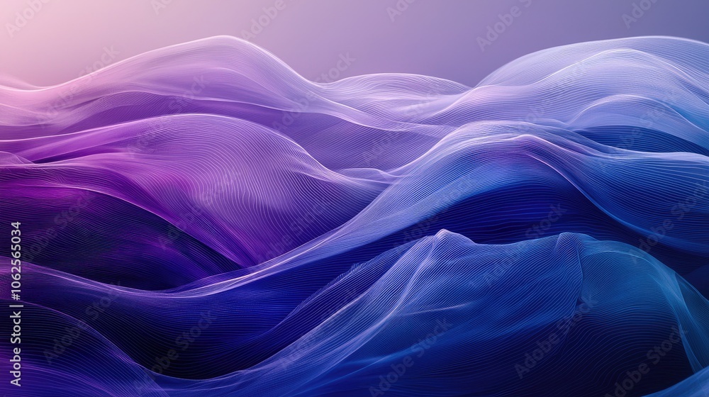 Fototapeta premium Abstract Wavy Lines in Shades of Purple and Blue