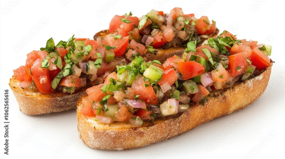 Fresh Tomato Bruschetta on Crispy Bread Slices Fresh Tomato Bruschetta on Crispy Bread Slices