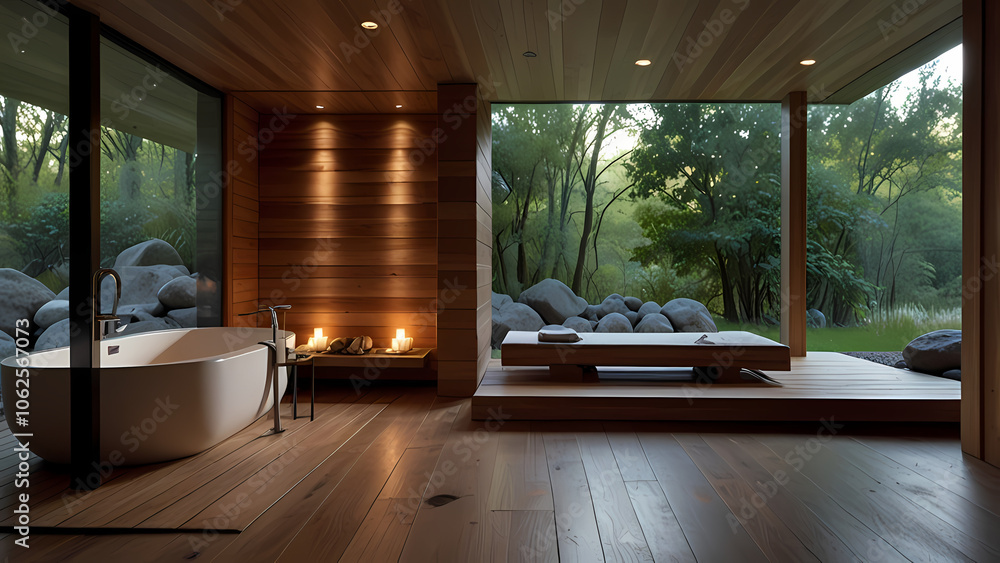 serene and calming sauna environment. The scene should feature a cozy wooden interior with warm, soft lighting that highlights the natural wood textures serene and calming sauna environment. The scene should feature a cozy wooden interior with warm, soft lighting that highlights the natural wood textures