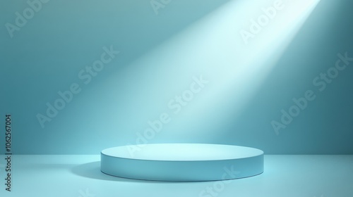 A Single Blue Circular Platform Illuminated by Spotlight