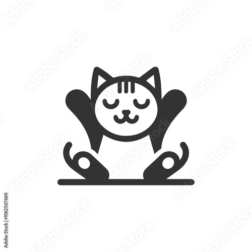 Yoga cat logo. Kids yoga studio logo. Cat in. Zen cat. collection of cat silhouettes, animal lover logo design, yoga cat logo illustration