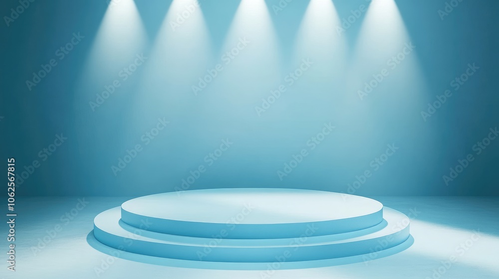 Blue Two-Tiered Platform with Spotlights Blue Two-Tiered Platform with Spotlights