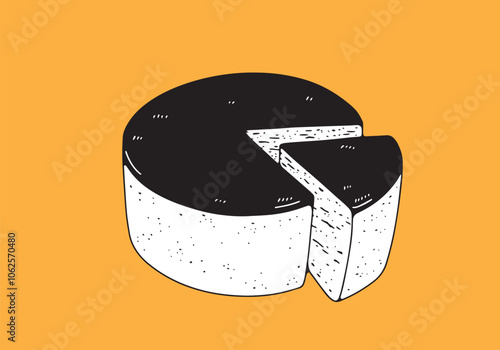 カット面のあるチーズケーキのイラスト