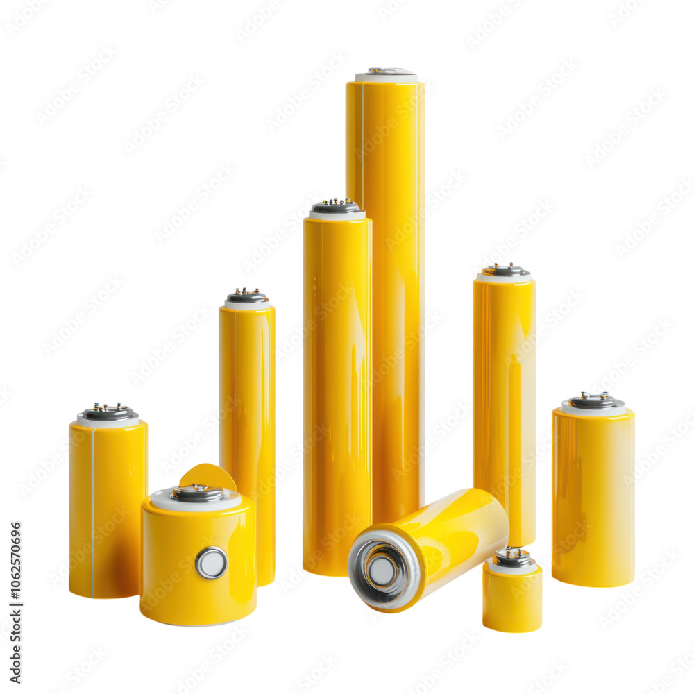 A group of yellow batteries A group of yellow batteries