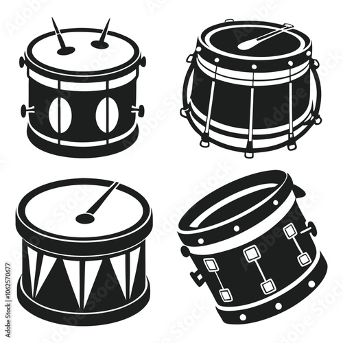 a vintage snare drum silhouette vector icon