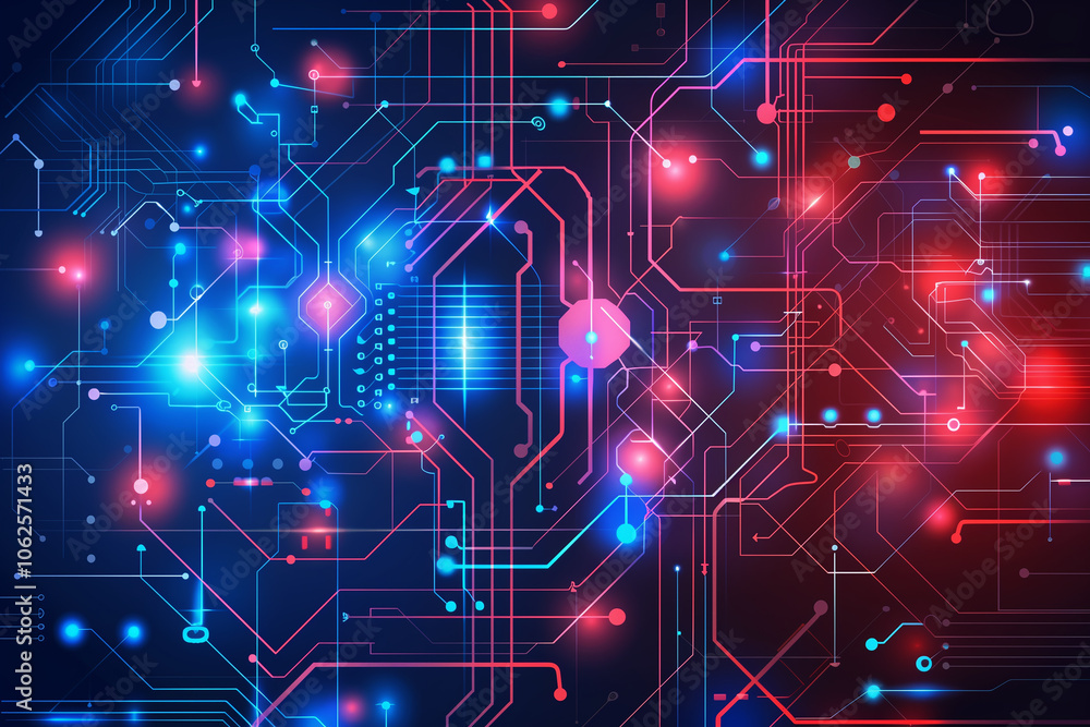 Advanced tech background with red and blue holographic HUD elements, cascading coding lines, and glowing circuits, creating a digital sci-fi feel. Advanced tech background with red and blue holographic HUD elements, cascading coding lines, and glowing circuits, creating a digital sci-fi feel.
