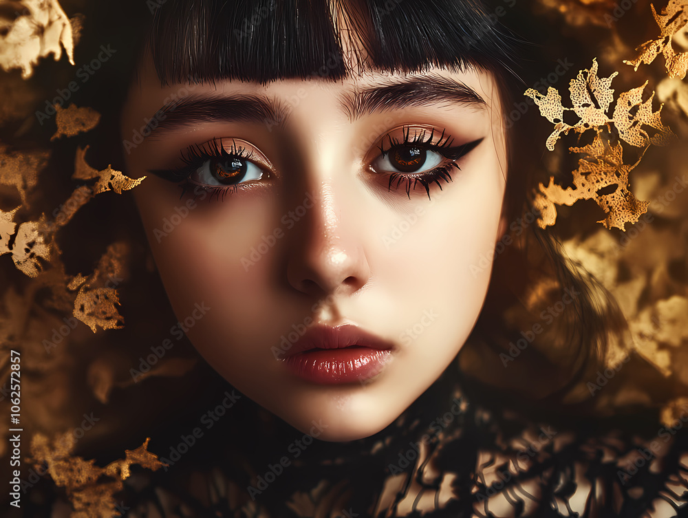 portrait of a young goth woman in autumn portrait of a young goth woman in autumn