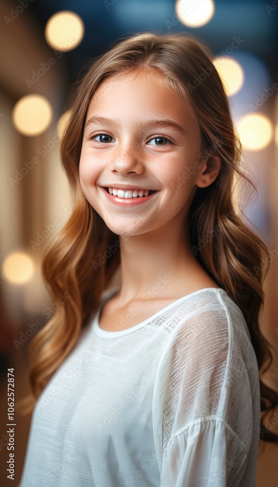 Portrait of a Smiling Young Girl with Blonde Hair and White Shirt Portrait of a Smiling Young Girl with Blonde Hair and White Shirt