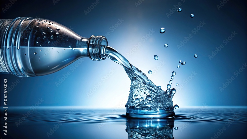 Wide-Angle Bubble filled water pours out of a bottle Wide-Angle Bubble filled water pours out of a bottle