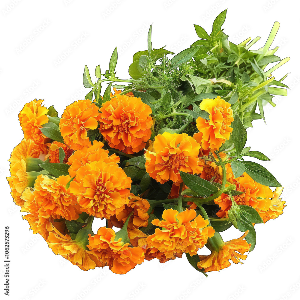 Pile of Marigolds isolated on a white background, cutout PNG Pile of Marigolds isolated on a white background, cutout PNG