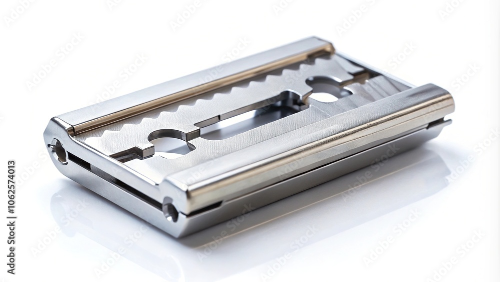 Wide-Angle Cassette with shaving blades isolated on white background Wide-Angle Cassette with shaving blades isolated on white background