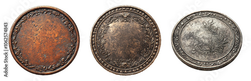 PNG Antique Coins with Vintage Designs and Textures. Isolated on transparent background