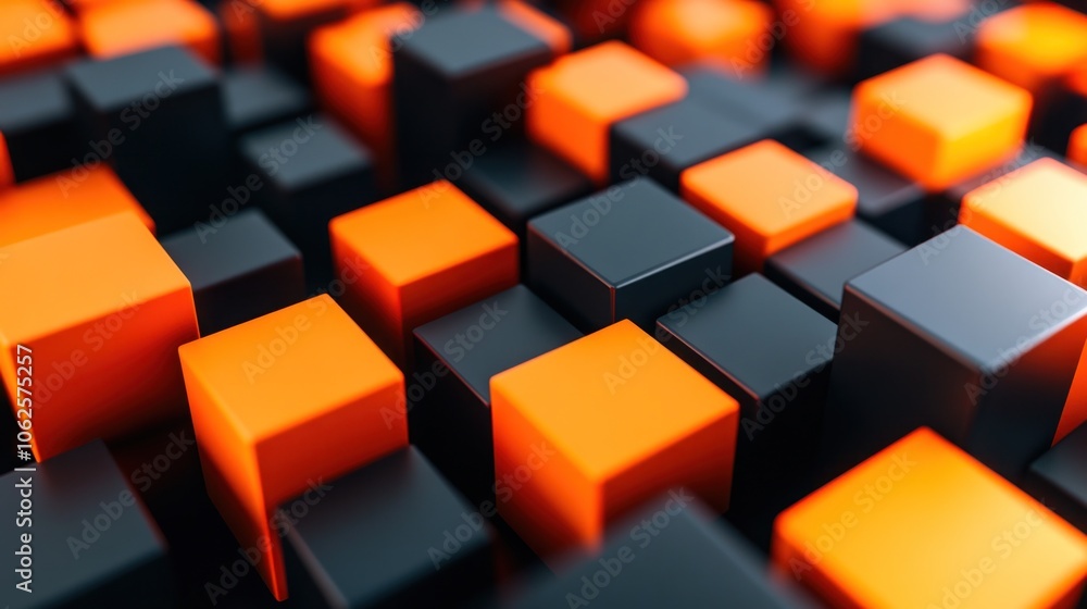 Abstract Orange and Black Cubes Abstract Orange and Black Cubes
