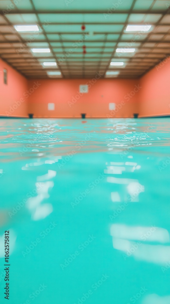 Obraz premium Close Up View of a Swimming Pool with Ripples and Reflections