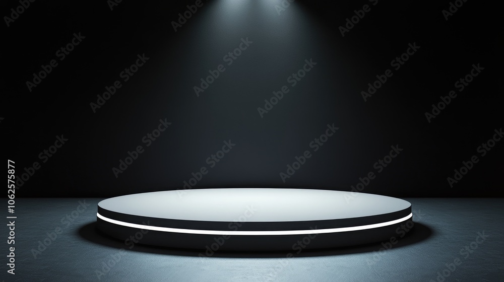 Illuminated Circular Platform in a Dark Room Illuminated Circular Platform in a Dark Room