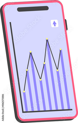 Graphic chart data analytics display on mobile phone