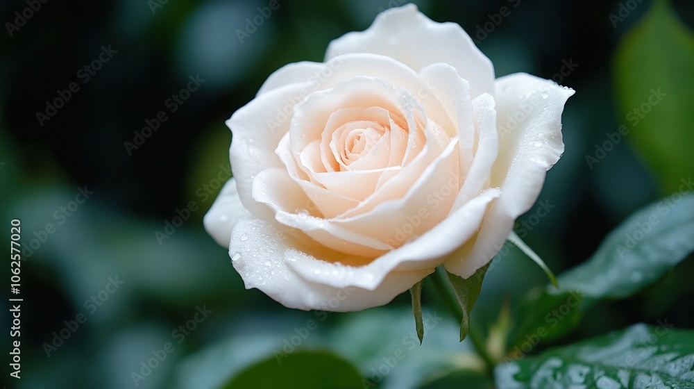 Delicate White Rose with Dew Drops Romantic Floral Photography Delicate White Rose with Dew Drops Romantic Floral Photography