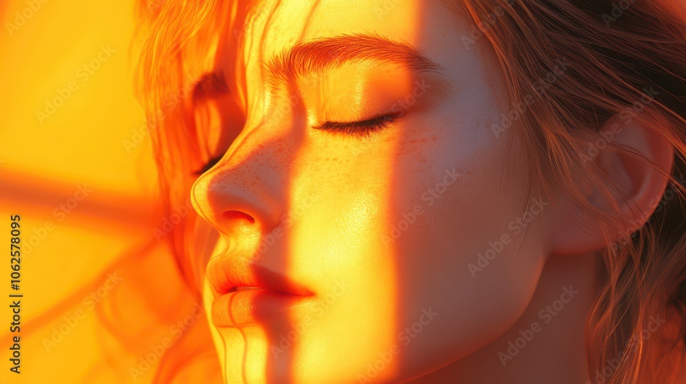 Intimate portrait of a woman in warm sunlight. Generative AI image Intimate portrait of a woman in warm sunlight. Generative AI image