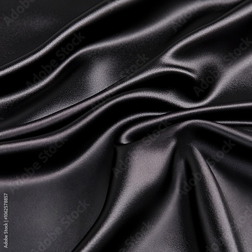 Smooth, luxurious black satin fabric with soft, flowing drapes.