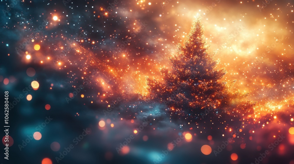 Naklejka premium Abstract fantasy festive christmas tree background header wallpaper background 3d illustration.