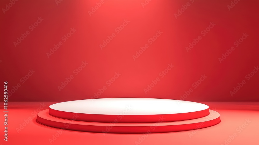 Red Platform with Circular Steps and a White Top Red Platform with Circular Steps and a White Top