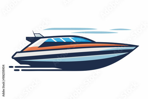  beautiful speed boat vector art illustration 