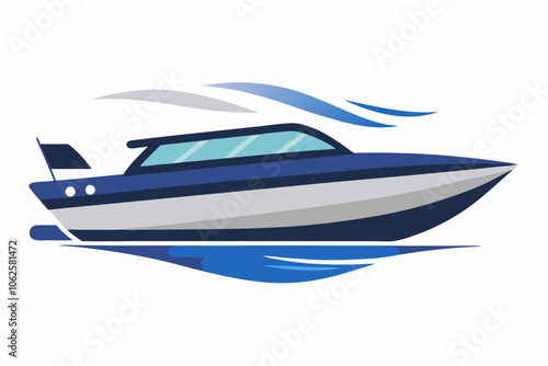  beautiful speed boat vector art illustration 